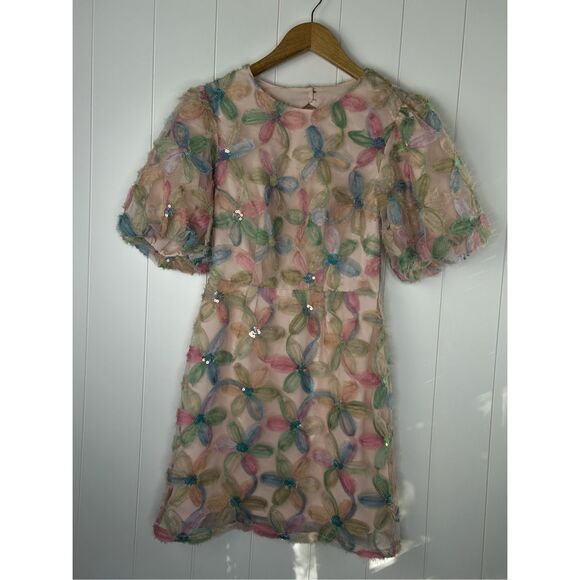 Entro Favorite Fleur Mesh Mini Dress Cutout Back Size S - Picture 3 of 13